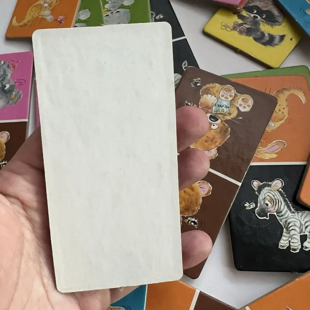 Vintage 1970s Whitman Animal Dominoes Matching Game 30 Cardboard Tiles